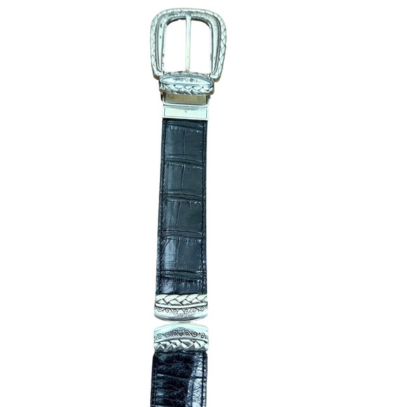 Brighton Belt 36201 L Reverse Croc From Black To Brown Silver Tone Hardware 1990 main image 9